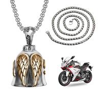 Feegela Guardian Bell, Clochette Guardian Ride Bell, Acier Inoxydable Argent, Lucky Cloches De Moto Cloches, Acier Inoxydable Moto en Forme d'ange Gardien à Suspendre, Motos Cyclisme, Vélos