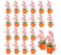 Feegela Lot de 20 Boîtes Cadeaux de Pâques pour Enfants avec Lapin & Carotte - Panier de Pâques Décoratif en Papier Cartonné pour Bonbons, Œufs en Chocolat et Petits Cadeaux