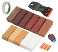 Feegela Mastic Bois 11 Couleurs - Kit Réparation Parquet & Carrelage - Pâte à Bois Rebouchage Haute Résistance pour Stratifié, Bois, Meubles - Inclut Spatule & Ruban de Masquage