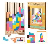 Feegela Puzzle Tetris en Bois, Jouets éducatifs, Jeux Montessori 3 4 5 6 Ans, Cadeaux Éducatifs pour Enfants, Coloré Blocs Géométriques Tetris, Intelligence Jigsaw