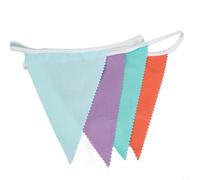 Feegow Bannière en tissu de coton - 10 m - Guirlande de drapeaux triangulaires floraux vintage pour fête de jardin, mariage et décoration d'intérieur, décoration à suspendre réutilisable (vert, violet