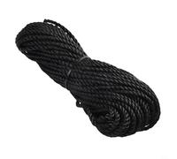 Feegow Bobine de corde noire 6 mm x 30 m en polyéthylène haute densité robuste pour serre, bâche marine, regroupement extérieur, jardin, projets de bricolage, résistant aux UV et aux intempéries