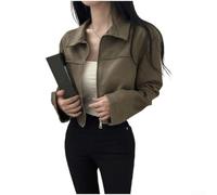 Feegow Cardigan léger en daim ouvert sur le devant - Vêtement de travail | Design court, revers zippé, pour une coupe ajustée, texture en daim doux, tenue de printemps et d'automne