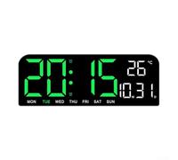 Feegow Horloge murale numérique colorée - Grand réveil numérique avec température, date, minuterie, veilleuse, alarme, compte à rebours - Alarme LED grand écran (vert)