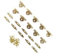 Feegow Lot de 10 loquets et loquets en fer bronze antique pour boîtes à bijoux en bois, fermoirs décoratifs vintage avec vis pour coffres à vin (doré)