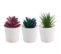 Feegow Lot de 3 plantes succulentes artificielles en pot, plantes succulentes de bureau, mini plantes artificielles pour la maison, le bureau, l'école (lot de 2)
