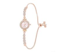 Feegow Montre bracelet réglable pour femme avec cadran rond orné de diamants, construction en acier inoxydable et alliage, mouvement à quartz pour un usage quotidien (rouge)