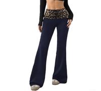 Feegow Pantalon évasé coupe ajustée en polyester taille haute | Design taille haute, motif coloré, élasticité modérée, coupe ajustée pour évasée, longueur régulière