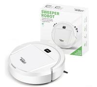 Feegow Robot aspirateur, nettoyeur de moquette, petit robot 6,5 cm d'épaisseur, 22 cm de diamètre, aspirateur robot silencieux pour poils d'animaux, sols durs et tapis (blanc)