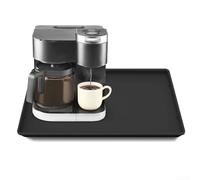 Feegow Tapis de machine à café en silicone 40 x 50 cm, antidérapant et isolant thermique pour machines à café avec bords hauts pour attraper les déversements et protéger les plans de travail (noir)