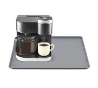 Feegow Tapis de machine à café en silicone 40 x 50 cm, antidérapant et isolant thermique pour machines à café avec bords hauts pour attraper les déversements et protéger les plans de travail (gris)
