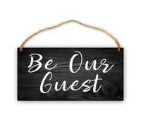 Feehiget Be Our Guest Décoration murale rustique, décoration de bureau, plaques murales, panneaux en bois, panneaux en bois, décoration de salle de bain, art mural à domicile 30,5 x 15,2 cm