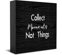 Feehiget Collect Moments Not Things Panneau de boîte en bois, décoration de bureau pour maison, bureau, étagère, 12,7 x 12,7 cm