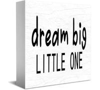 Feehiget Dream Big Little One. Panneau en bois pour décoration de bureau et maison 12,7 x 12,7 cm