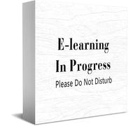 Feehiget E-Learning In Progress Please Do Not Disturb Panneau de boîte en bois rustique Décoration murale 12,7 x 12,7 cm