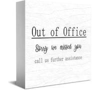 Feehiget Out Of Office Sorry We Missed You Call Us For Further Assistance Décoration de maison ou de bureau Panneau en bois 12,7 x 12,7 cm