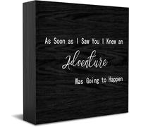 Feehiget Panneau de boîte en bois « As Soon As I Saw You I Knew An Adventure Was Going To Happen », décoration de bureau pour maison, bureau, étagère, 12,7 x 12,7 cm