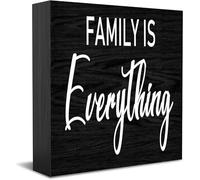Feehiget Panneau de boîte en bois « Family Is Everything » - Décoration murale rustique - Cadeau de remise de diplôme - 12,7 x 12,7 cm