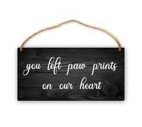 Feehiget Panneau de porte en bois avec inscription « You Left Paw Prints On Our Heart » - Décoration murale pour porte, bureau, magasin, cour, maison, cadeau 30,5 x 15,2 cm