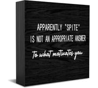 Feehiget Panneau décoratif amusant en bois Apparently Spite Is Not An Appropriate Answer To What Motivates You - Pour bureau ou maison - 12,7 x 12,7 cm