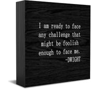 Feehiget Panneau décoratif amusant en bois avec inscription « I Am Ready To Face Any Challenge That Might Be Foolish Enough To Face Me » - 12,7 x 12,7 cm