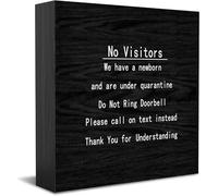 Feehiget Panneau décoratif amusant en bois avec inscription « No Visitors We Have A Newborn And Are Under Quarantine Do Not Ring Doorbell » - Décoration amusante pour bureau, maison, bureau - 12,7 x