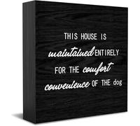Feehiget Panneau décoratif amusant en bois avec inscription « This House Is Maintained Entirely For The Comfort & Convenience Of The Dog » pour la maison, le bureau, 12,7 x 12,7 cm