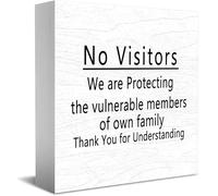 Feehiget Panneau décoratif amusant en bois « No Visitors We Are Protecting The Vulnerable Members Of Own Family Thank You For Understanding » pour étagère 12,7 x 12,7 cm