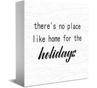 Feehiget Panneau décoratif en bois avec inscription « There 'S No Place Like Home For The Holidays » - Décoration murale - 12,7 x 12,7 cm