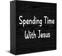 Feehiget Panneau décoratif en bois « Spending Time With Jesus » - Décoration murale - 12,7 x 12,7 cm