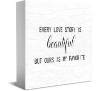 Feehiget Panneau en bois avec inscription « Every Love Story Is Beautiful But Ours Is My Favorite » 12,7 x 12,7 cm