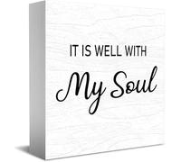 Feehiget Panneau en bois avec inscription « It Is Well With My Soul » - Décoration de bureau - 12,7 x 12,7