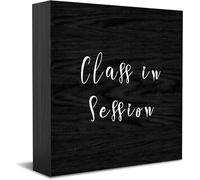 Feehiget Panneau en bois Class In Session, décoration de bureau pour maison, bureau, étagère, 12,7 x 12,7 cm
