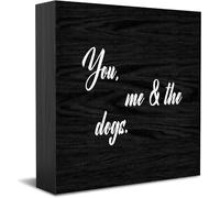 Feehiget Panneau en bois massif « You, Me And The Dogs » - Décoration de bureau pour la maison, le bureau, une étagère - 12,7 x 12,7 cm