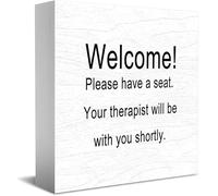 Feehiget Panneau en bois « Welcome Please Have A Seat Your Therapist Will Be With You Shortly » - Décoration pour la maison et le bureau - 12,7 x 12,7 cm