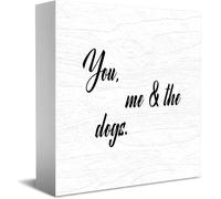 Feehiget Panneau en bois « You Me & The Dogs » - Décoration de bureau pour la maison, le bureau, une étagère - 12,7 x 12,7 cm