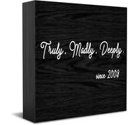Feehiget Panneau « Truly, Madly », « Deeply » personnalisé avec date en bois, décoration de bureau, décoration murale, cadeau de remise de diplôme, 12,7 x 12,7 cm