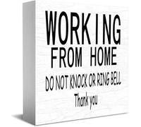 Feehiget Panneau « Working From Home », « Do Not Knock Or Ring Bell », « Thank You Decor », 12,7 x 12,7 cm
