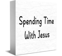 Feehiget Spending Time With Jesus Decor Plaque en bois classique 12,7 x 12,7 cm
