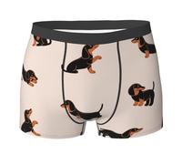 Feehsp Modèle de Teckel Heureux de Dessin animé, caleçons pour Hommes. Boxers. sous-vêtements. Confortable. Respirant. Extensible. Tissu Doux,M
