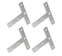 FEEIMOL 20 Piezas Acier Inoxydable Équerre d'Angle Plate Support Forme de T Plaques de Réparation Equerre Etagere Connecteur Métallique Plat avec Vis pour Fixation Bois Meubles 80x80mm