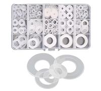 FEEIMOL 250 Pièces Nylon Rondelles Plates Entretoise Plastique Souples Rondelle Plate Assortiment Kit 15 Tailles de M3.5 M4 M5 M6 M8 M10 M12 M14 M16 M18 M20