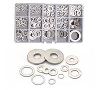 FEEIMOL 260 Pièces Rondelles Plates en 304 Acier Inoxydable Assortiment, M3 M4 M5 M6 M8 M10 M12 M14 M16 M20 Rondelle Plate pour Vis/Boulons (Épaisseur 0,5mm)