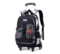 FEEIMOL Sac Dos Roulettes pour Garçons, 35L Détachable Trolley Cartable Roulette Garcon pour Adolescents, Lettre Blanche