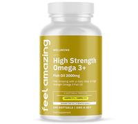 Feel Amazing Huile de poisson oméga 3 2000 mg - 240 gélules - 660 mg EPA et 440 mg de DHA par portion quotidienne - Prend en charge la fonction cardiaque normale - 4 mois d'approvisionnement