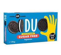 Feel FIT DUO SUGAR FREE - Biscuits au chocolat fourrés à la crème vanille sans sucre | En-cas sain, végétarien | 4 emballages individuels, 6 x 176 g