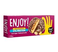 Feel FIT ENJOY! Choco & Peanut, Biscuits protéinés avec crème protéinée aux cacahuètes et cacahuètes enrobées de chocolat au lait sans sucres ajoutés, Low-Carb & Keto, Biscuits pour diabétiques 96g