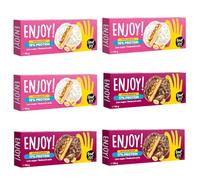 Feel FIT ENJOY! Protein MIX Biscuits Choco & Milky Peanut | Biscuits fourrés à la crème de noisettes et aux cacahuètes | Sans sucre ajouté, Low Carb & Keto | En-cas protéinés pour diabétiques, 6x96g