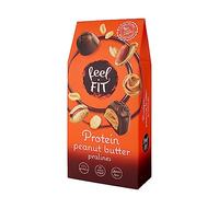 Feel FIT Protéines Pralines au beurre de cacahuètes dans du chocolat au lait belge. Sans sucre, sans gluten, protéines snack Pack de 4 (4 x 66g)