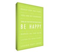 Feel Good Art A3 40,6 x 30,5 cm/Be Happy Typographie Moderne Vert Citron